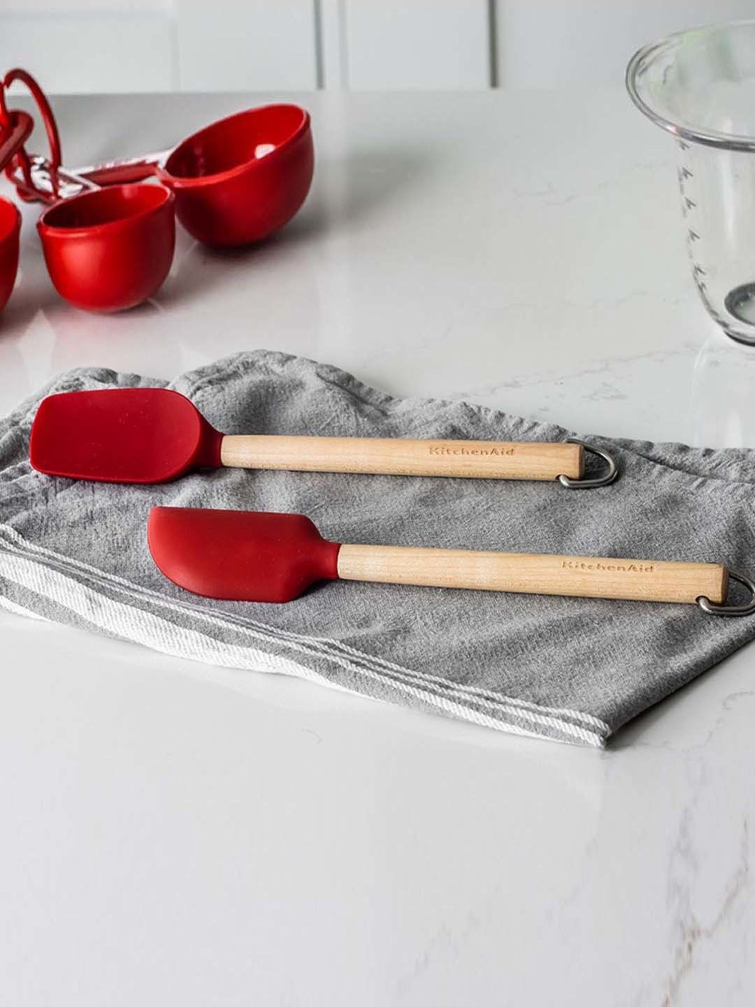 KitchenAid 2-Piece Red Medium Mini Birchwood Spatula Set