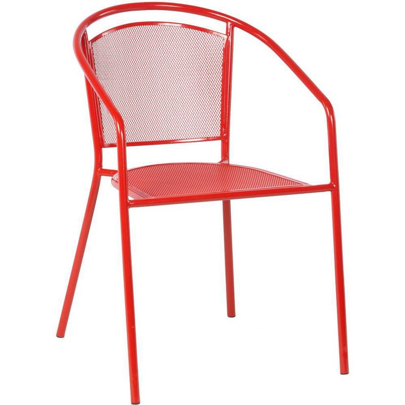 Wrought Iron Martini 3pc Dining Bistro Set with Round Table & 2 Stackable Chairs - Alfresco Home