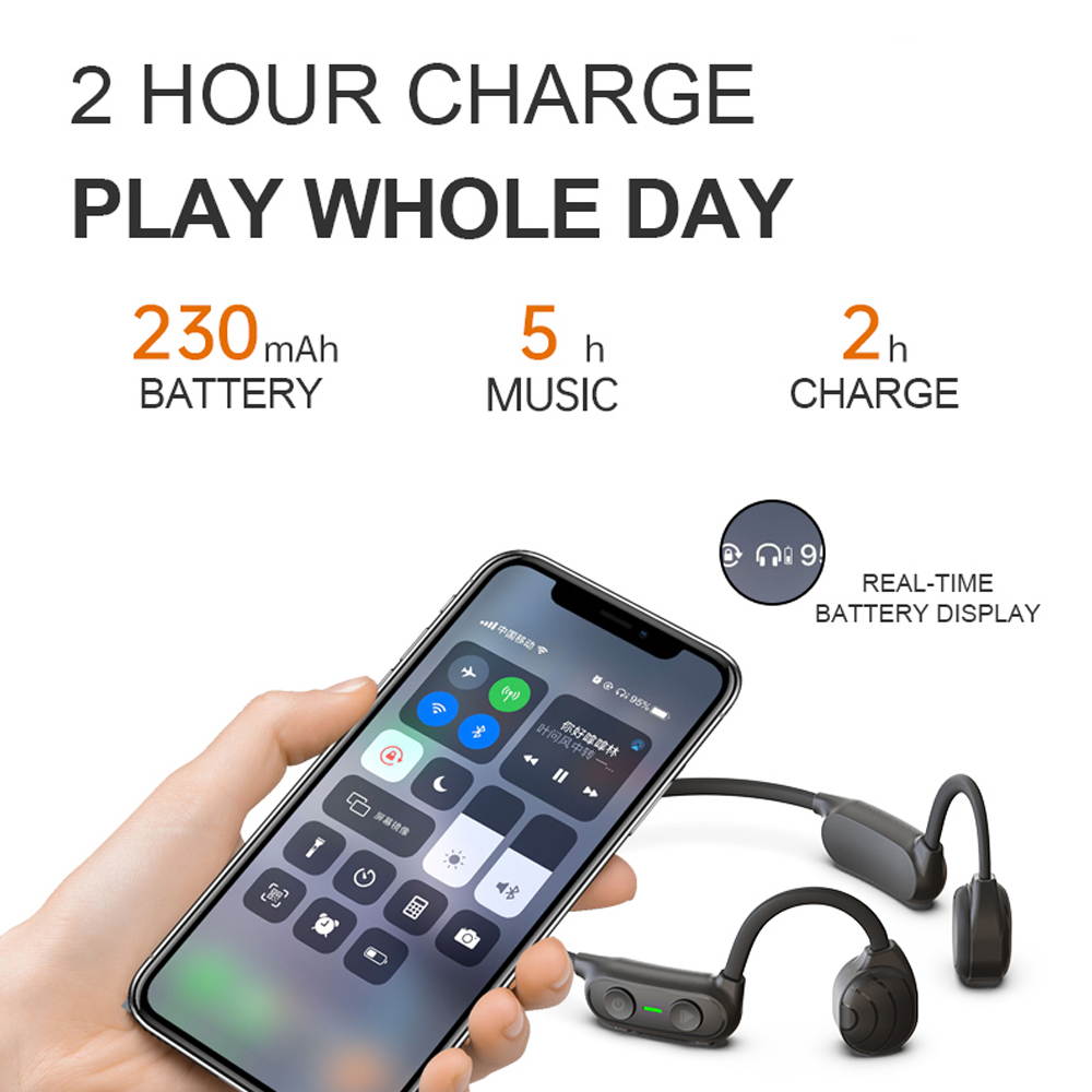 DESFLOW AS10 Bone Conduction Headphones Bluetooth 5.0 Sports Earphones Wireless Earbuds for Smart Phones Tablet PC Notebook