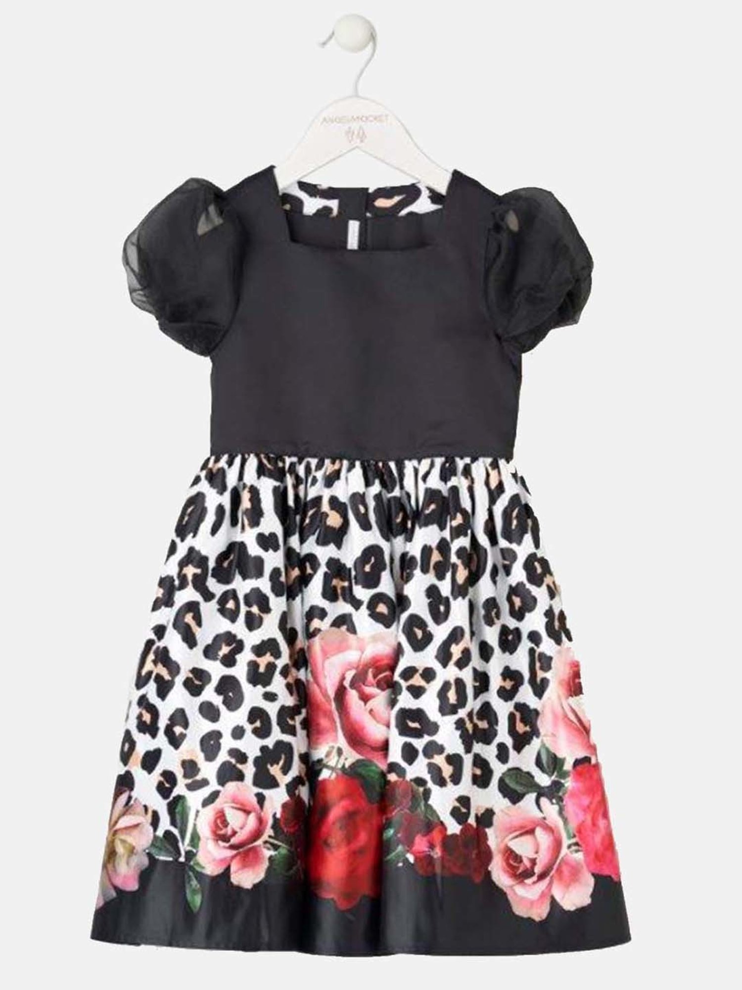 Angel & Rocket Kids Black & White Floral Print Dress