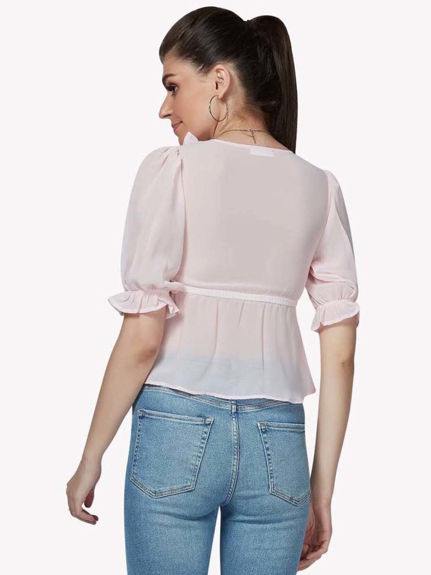 VASTRADO Pink V Neck Top