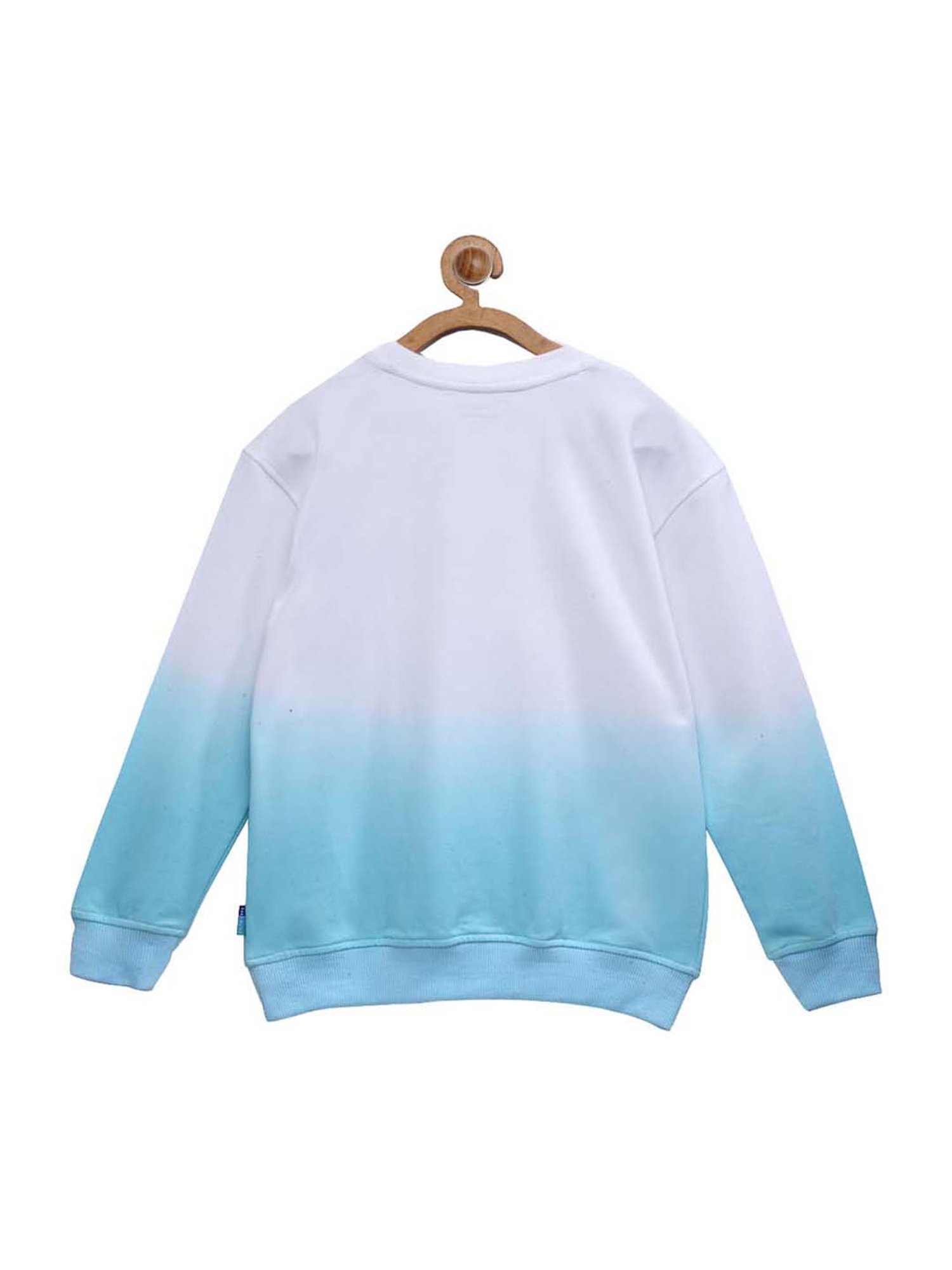 Lil Tomatoes Kids White & Blue Cotton Printed Sweatshirt