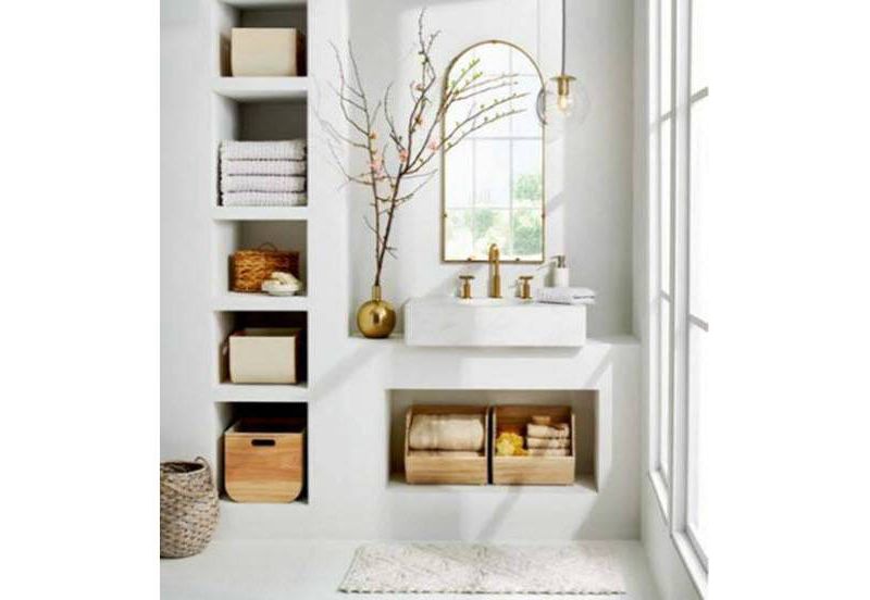 Small Paulownia Wood Bin with Fabric Sides Light Gray 8"x10" - Project 62™