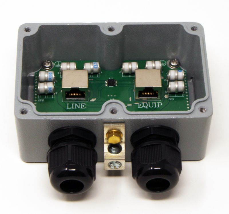 Waterproof Outdoor Ethernet Surge Protector - PoE Gigabit 1000 Mbs Thunder/Lightning Protection