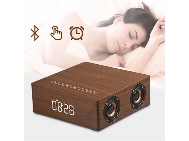 Autofeel Portable Retro Wooden Handsfree Wireless Bluetooth Speaker 3D Stereo Subwoofer Speaker Support TF AUX MP3 Loudspeakers HIFI Stereo Bass Surround Sound Subwoofer Home Mobile Phone Computer