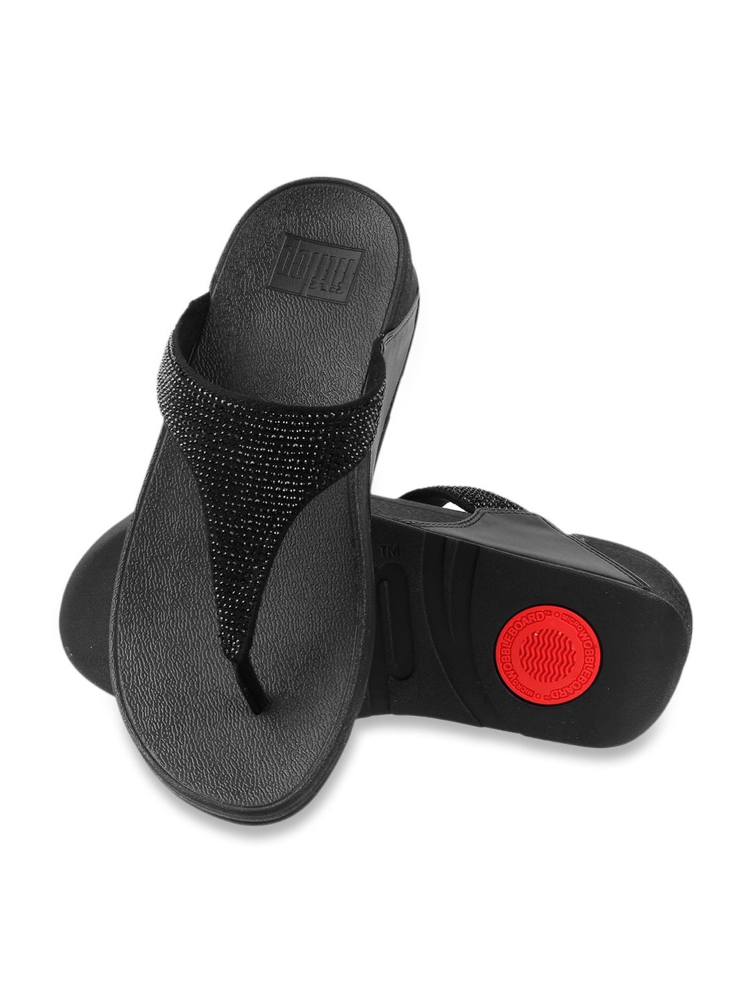 FitFlop Women's Black Thong Wedges