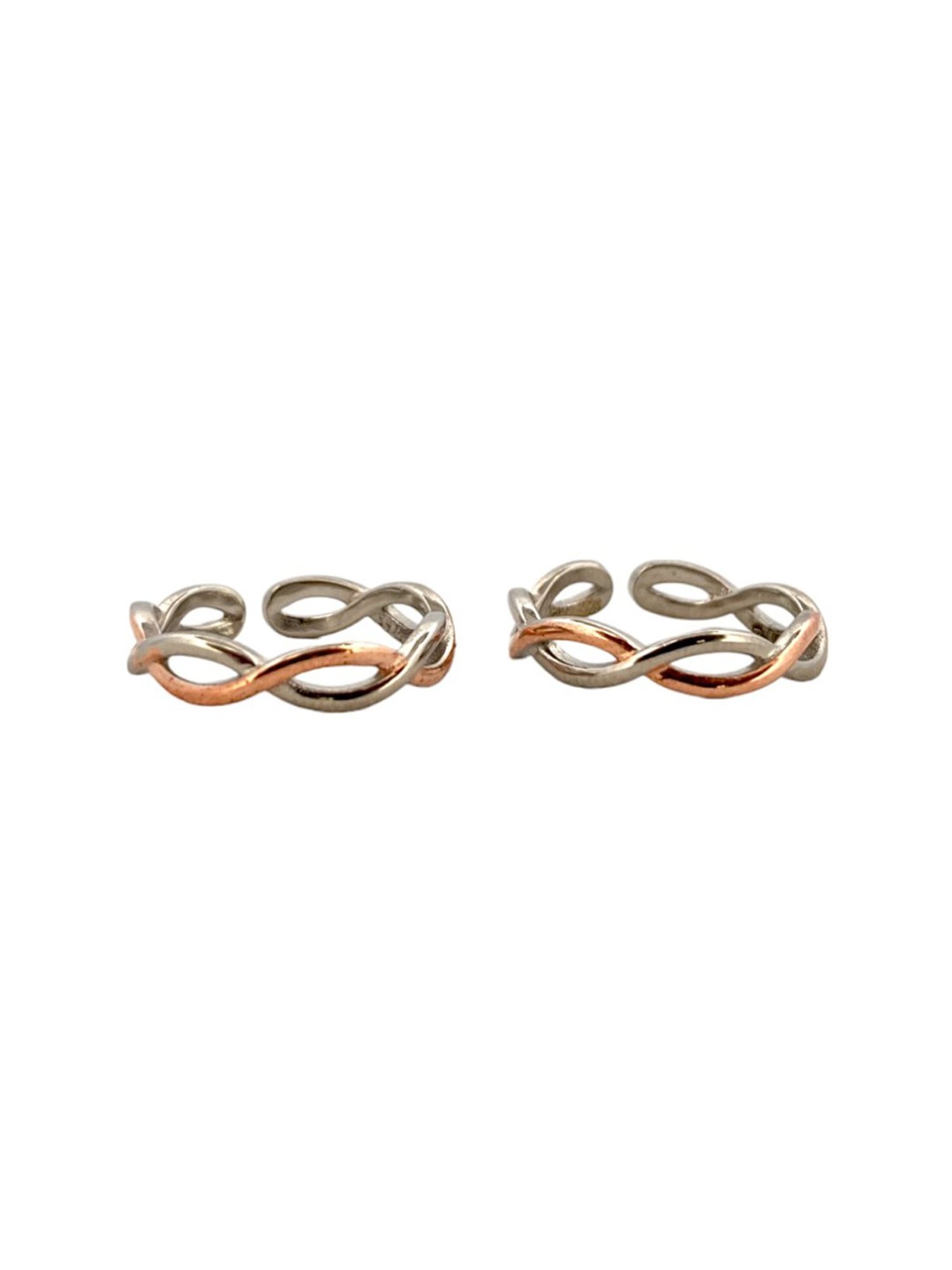 Rihi by P.C. Chandra Jewellers 925 Silver Rose Gold Chain Toe-Rings for Women & Girls