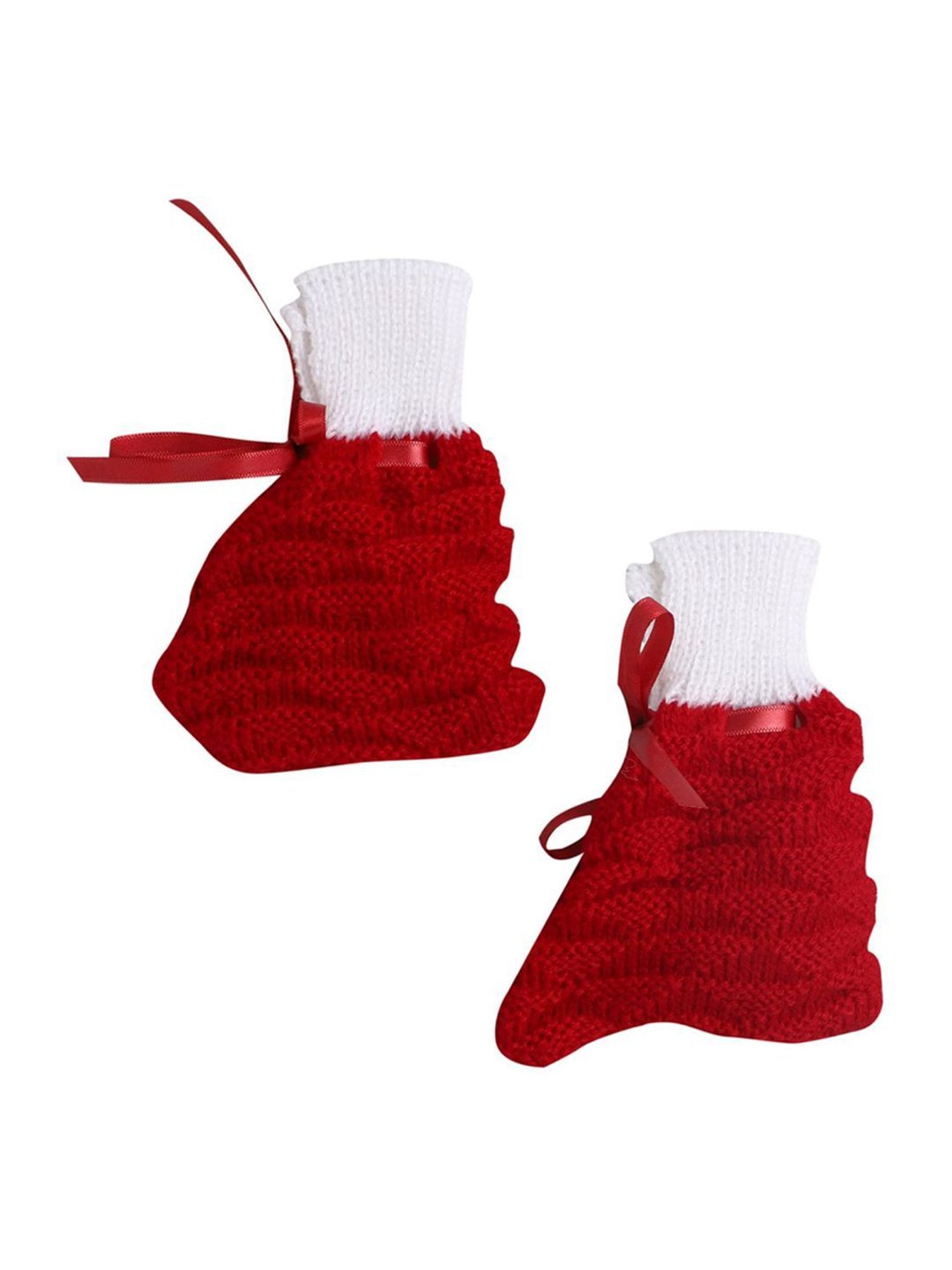 Little Angels Kids Red & White Textured Pattern Full Sleeves Sweater Set