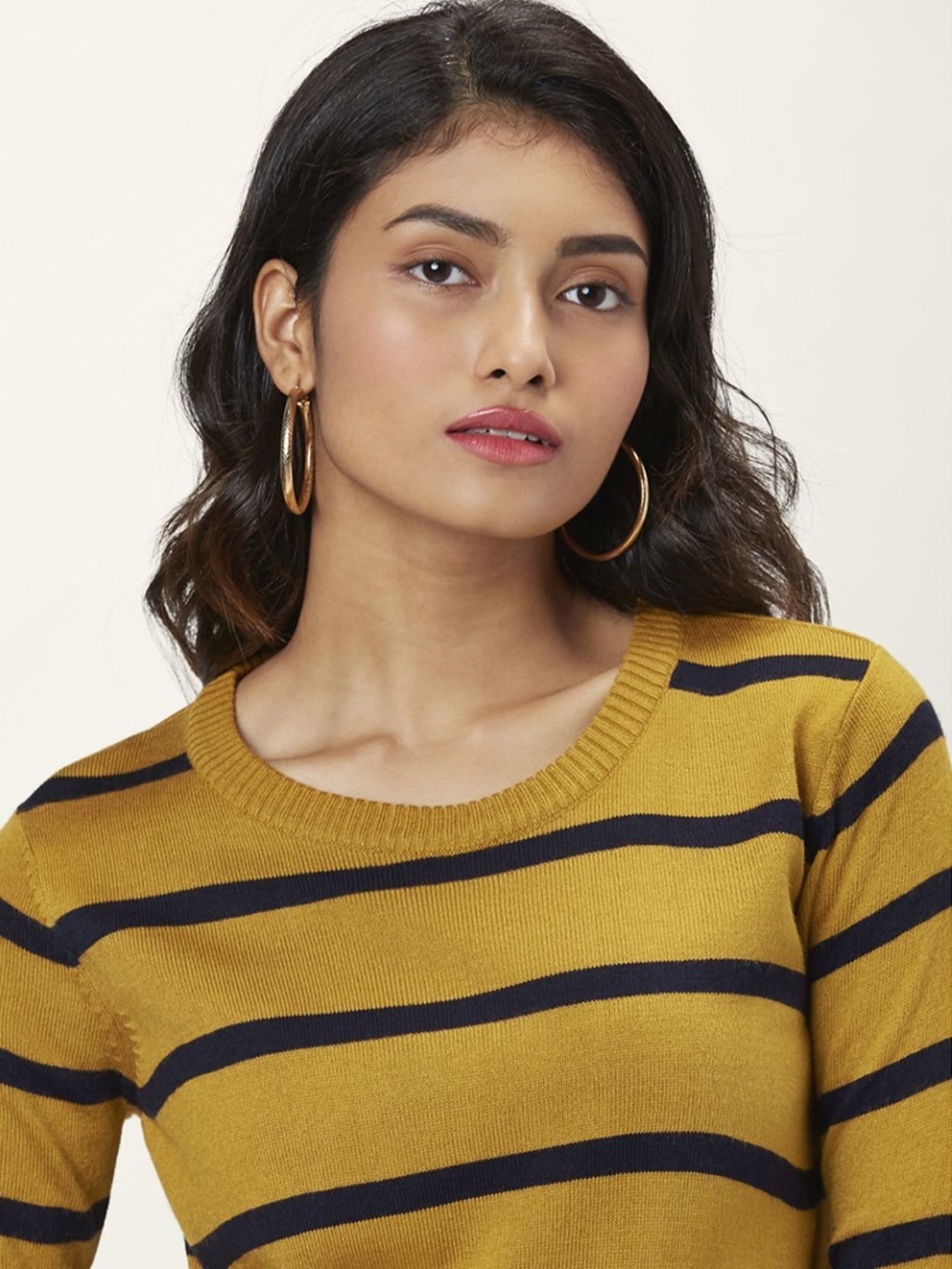 Honey by Pantaloons Mustard Striped Sweater