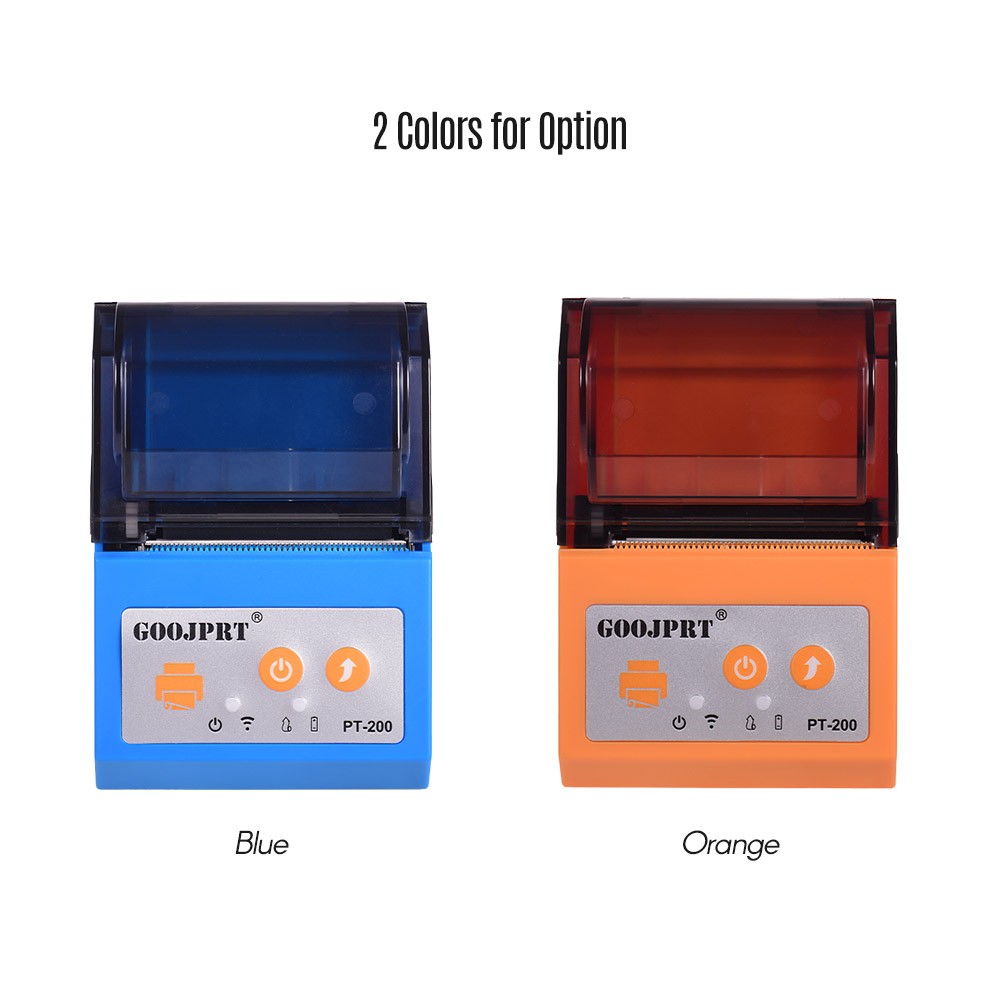 PT200 Portable Wireless BT 58mm Receipt Thermal Printer Mini Personal Bill Printer Compatible with ESC/POS Print Commands Set for iOS Android Windows for Restaurant Supermarket Retail Store Business