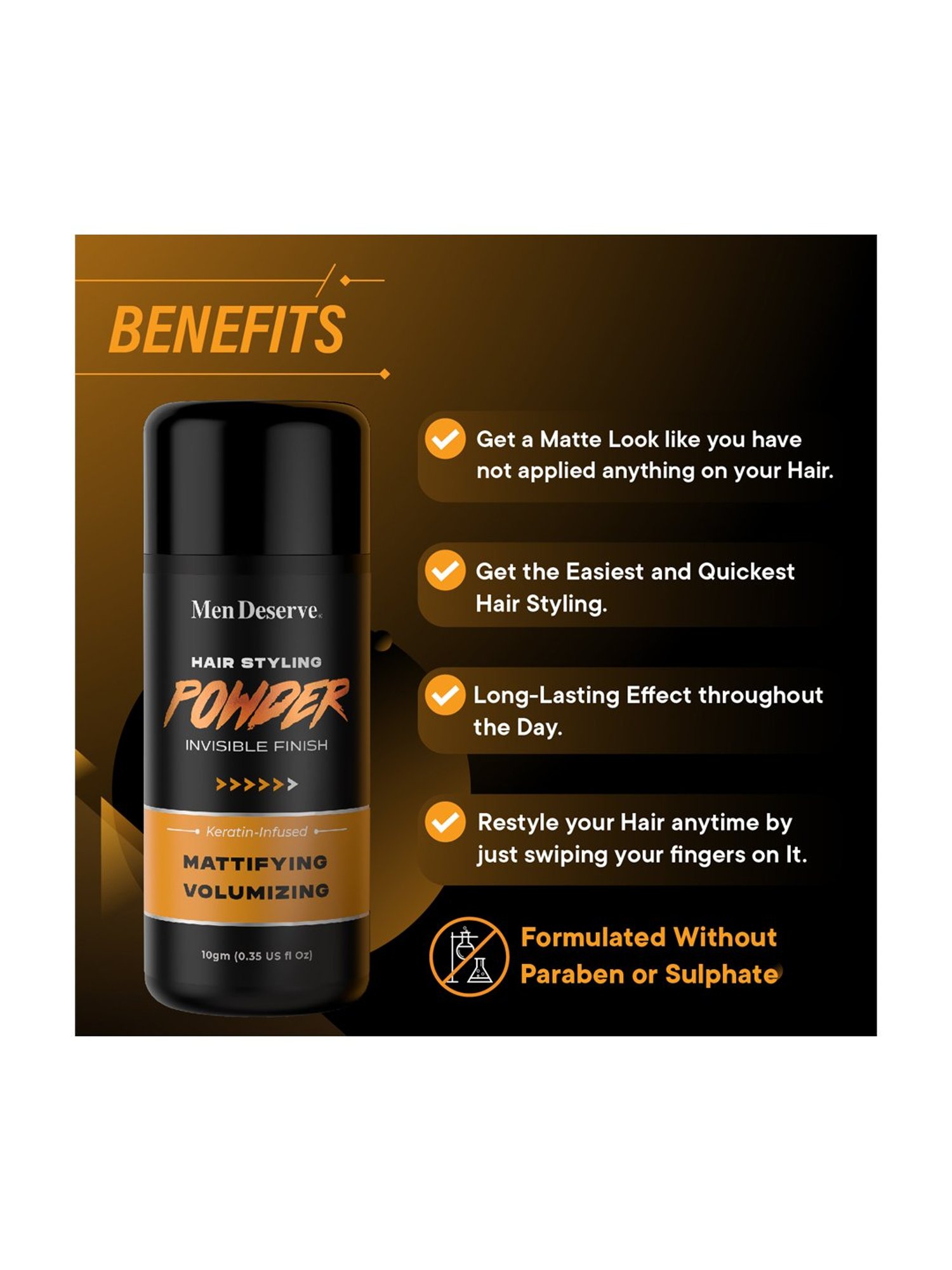 Men Deserve Matte Finish Hair Styling Powder - 10 gm