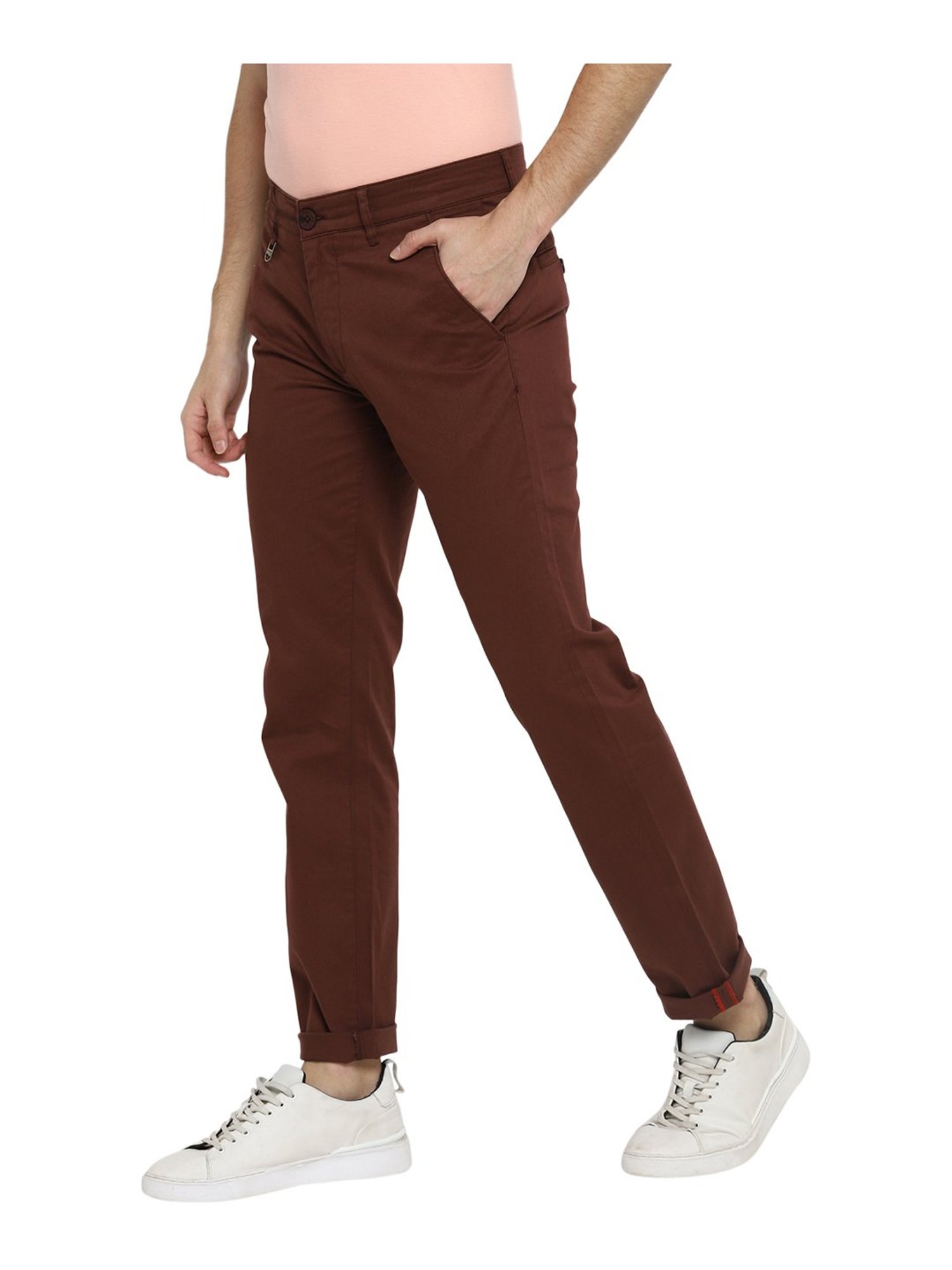 Red Chief Wine Regular Fit Flat Front Trousers