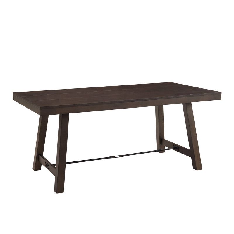 Tanya Modern Farmhouse Metal Stretcher Dining Table Dark Brown Oak - Saracina Home