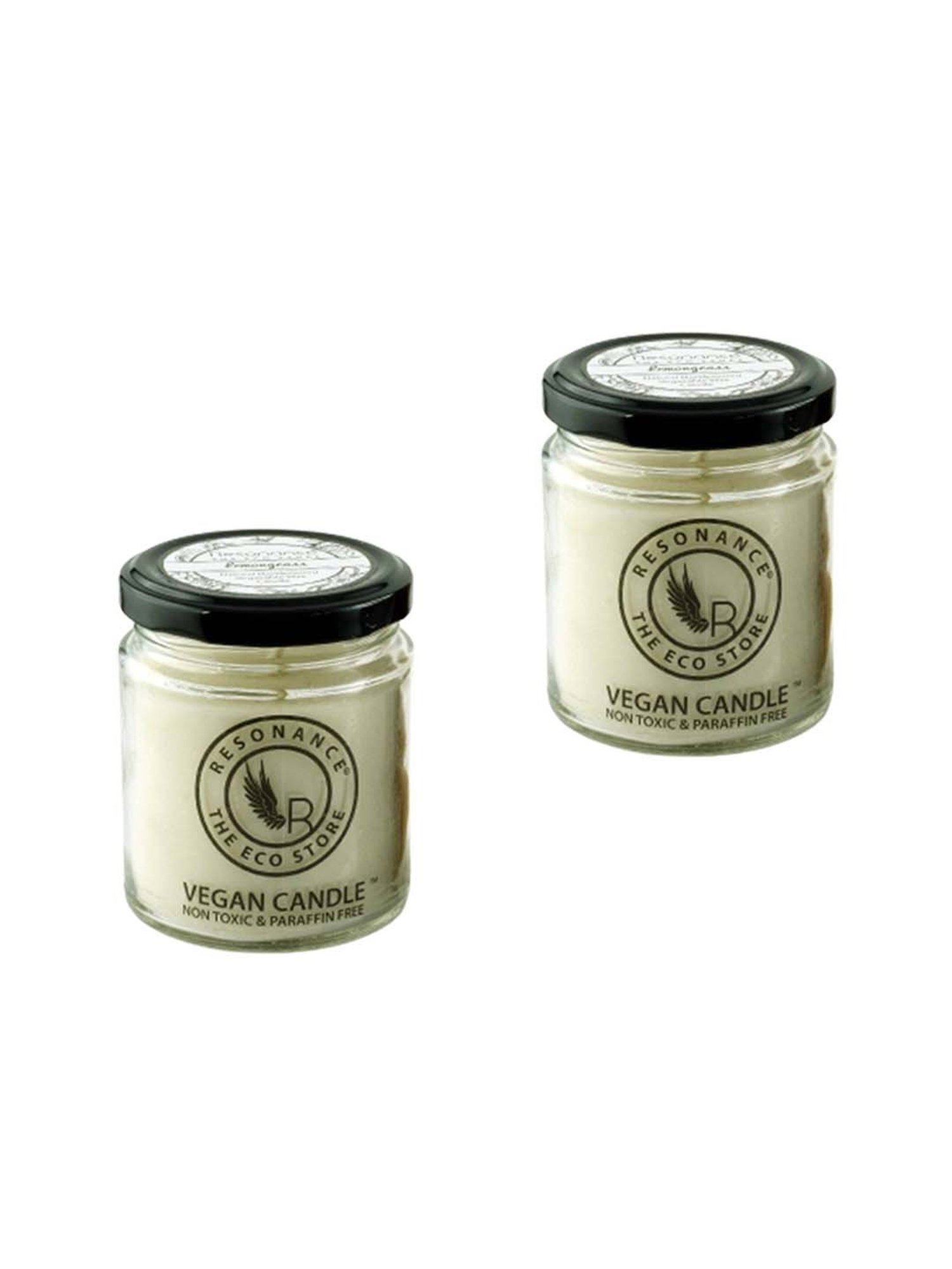RESONANCE White Soy Wax Scented Aromatic VEGAN Candles (Lemongrass) - Set of 2