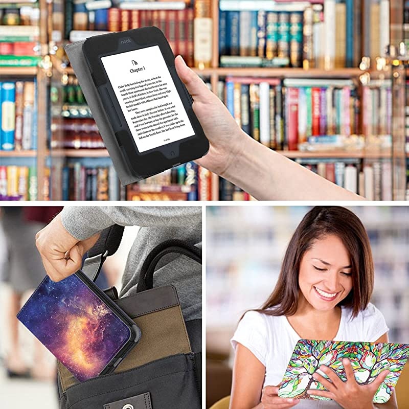 Case for Nook GlowLight 3, Slim Fit Premium Vegan Leather Folio Cover for Barnes and Noble Nook GlowLight 3 eReader 2017 Release Model# BNRV520, Constellation