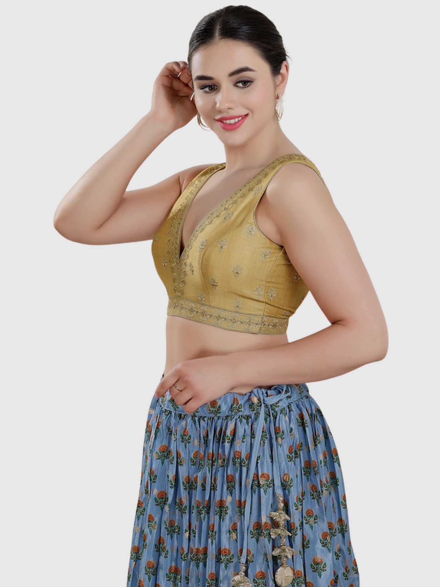 Salwar Studio Beige Embroidered Blouse