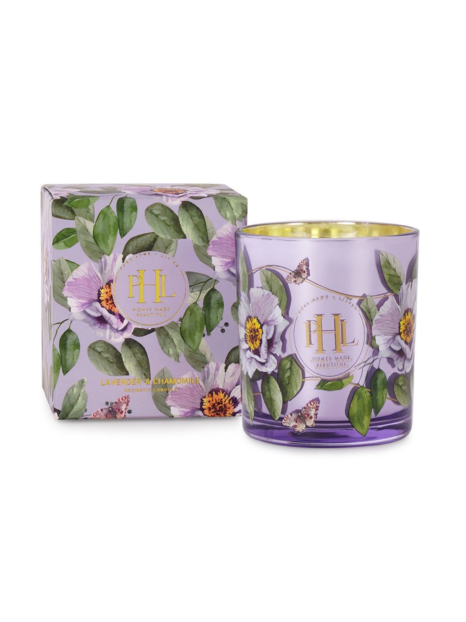 Pure Home and Living Purple Lavender And Chamomile Candle Jar
