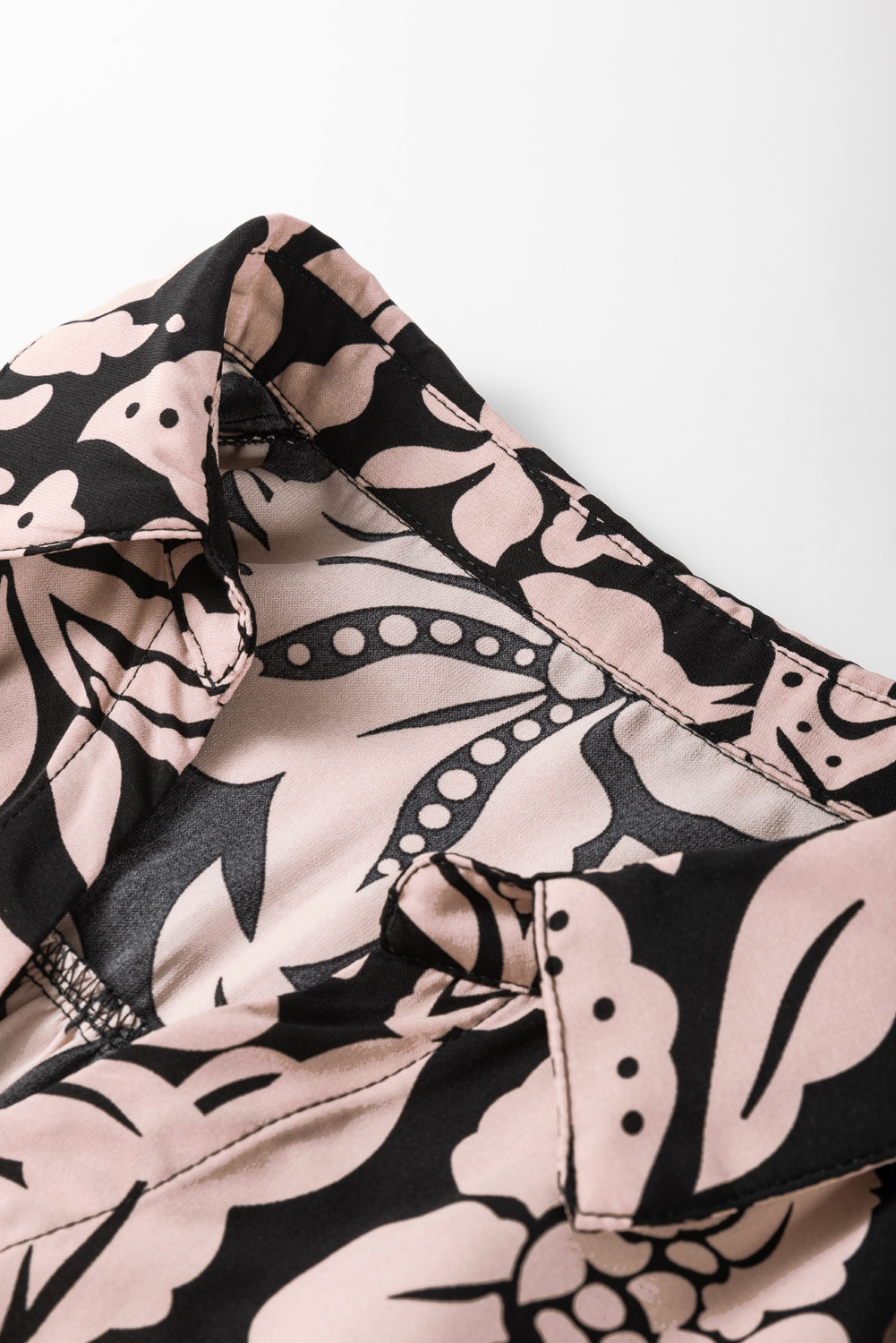 Black Floral Print Puff Sleeve Collared Plus Size Dress