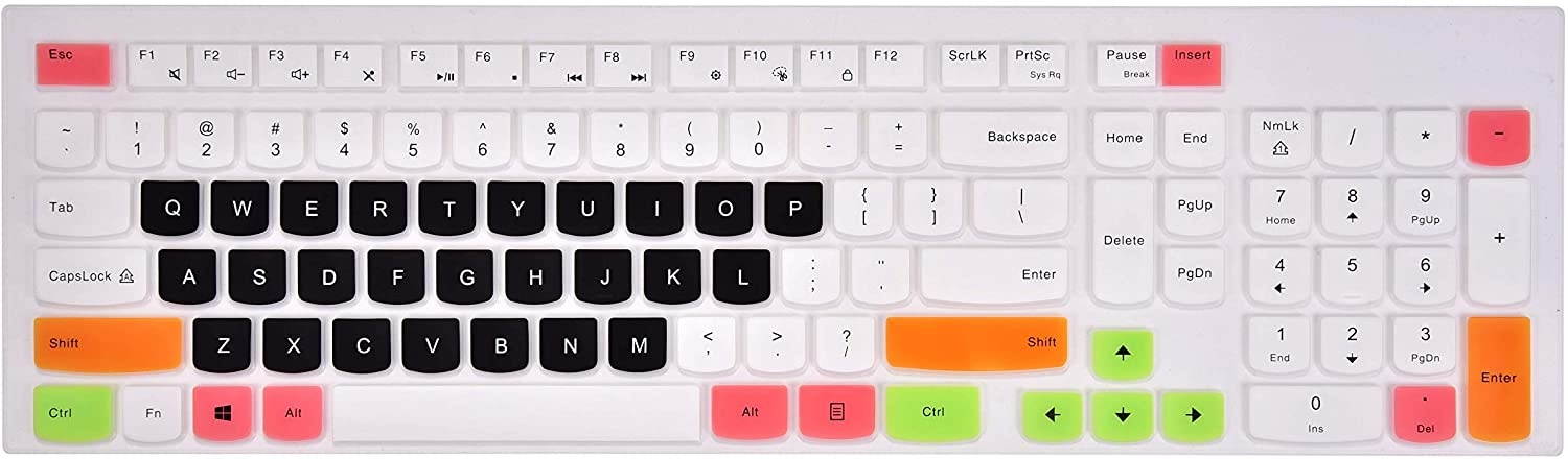 Keyboard Cover Compatible with Lenovo 510 Wireless Keyboard GX30N81775 Lenovo 4X30M39458 Wireless Keyboard Lenovo Wireless Keyboard Cover - White Black