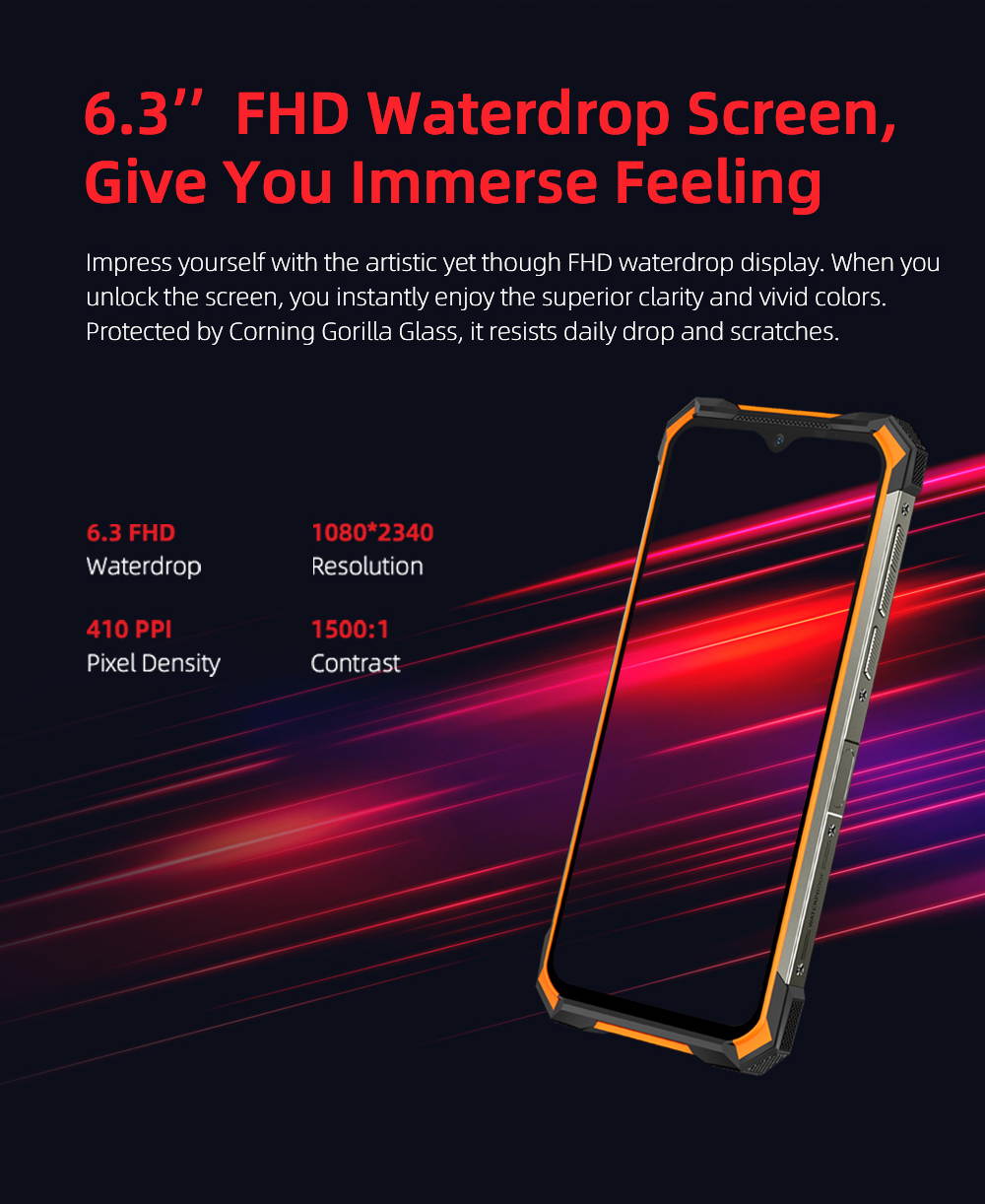 DOOGEE S88 Pro Rugged Phone, 10000mAh,6GB+128GB IP68/IP69K Waterproof Dustproof Shockproof, Triple Back Cameras Fingerprint Identification, 6.3 inch Android 10.0, Wireless Charging