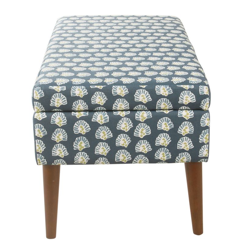 Mid-Century Storage Bench Teal Floral - HomePop