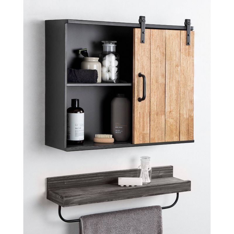 24" x 7.25" x 20" Samuels Decorative Metal Wall Cabinet Charcoal/Rustic Brown - Kate & Laurel All Things Decor