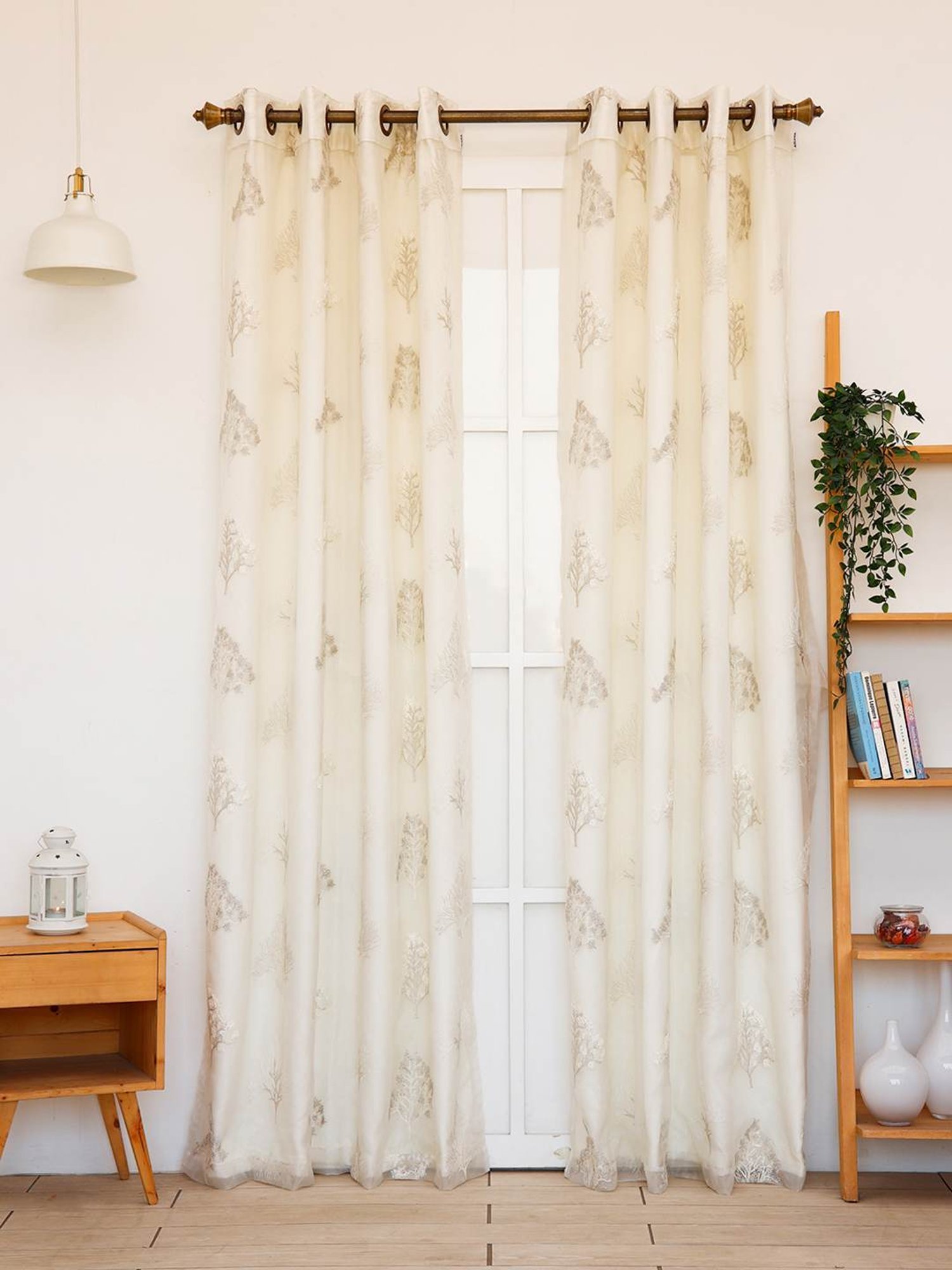 Ariana Embroidery Silver Polyester 5 ft Window Curtain