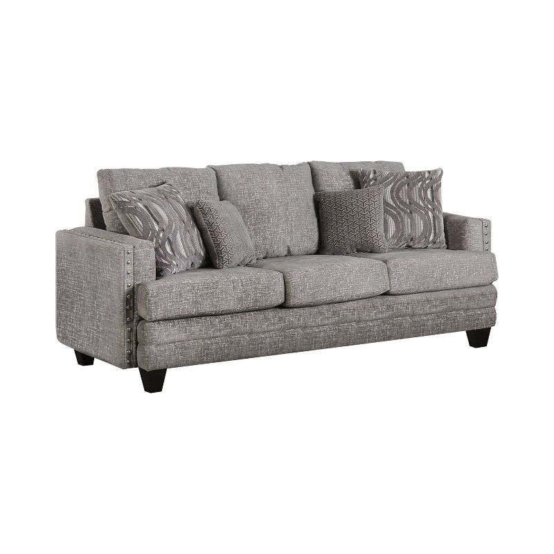 Faux Leather Accent Chair and Ottoman Charcoal Gray - EveryRoom