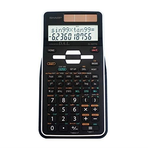 EL531TGBBW 12Digit ScientificEngineering Calculator with Protective Hard Cover Battery and Solar Hybrid Powered LCD Display Great for Students and Professionals Black