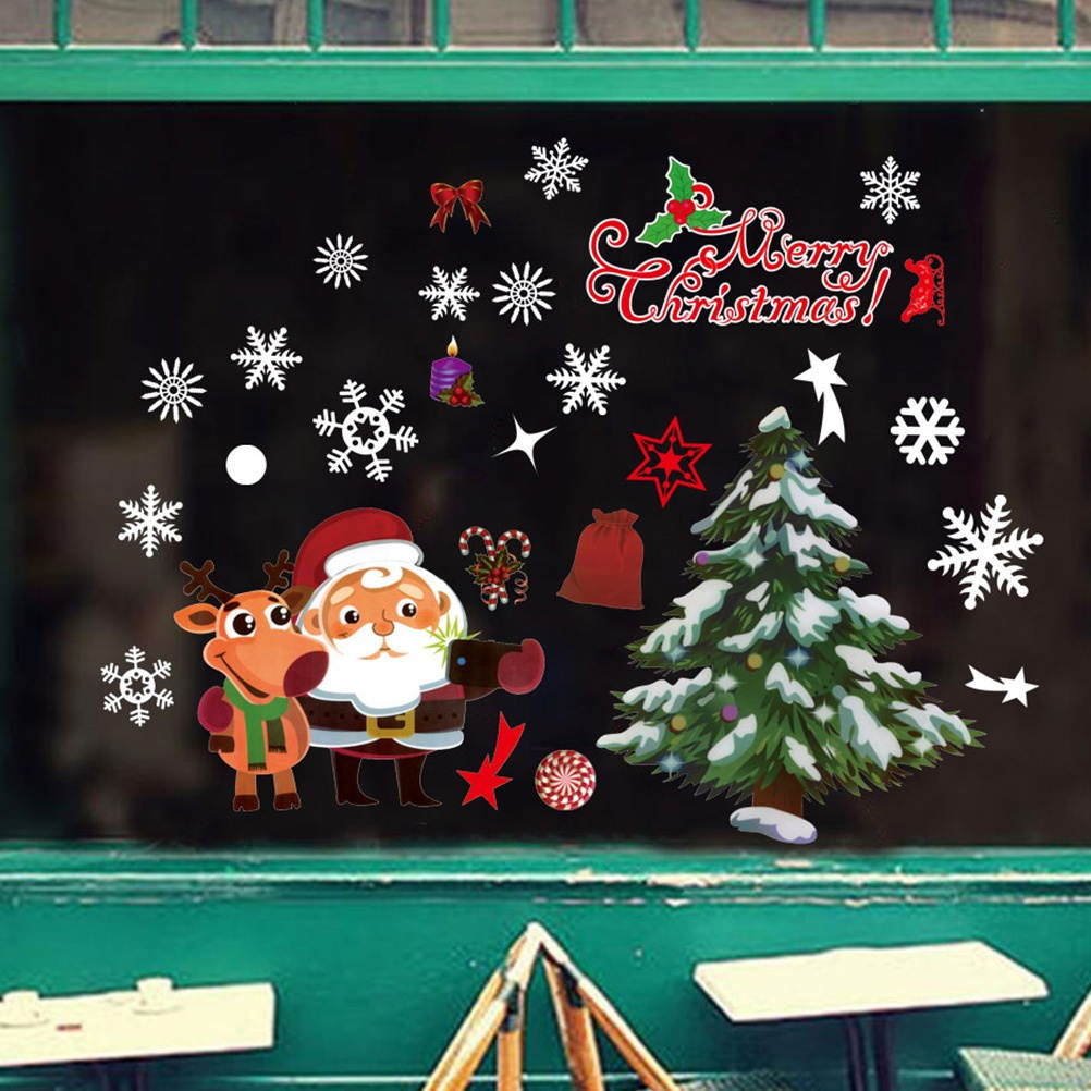 1 Sheet Christmas Theme Wall Stickers Decoration Adorable Window Stickers