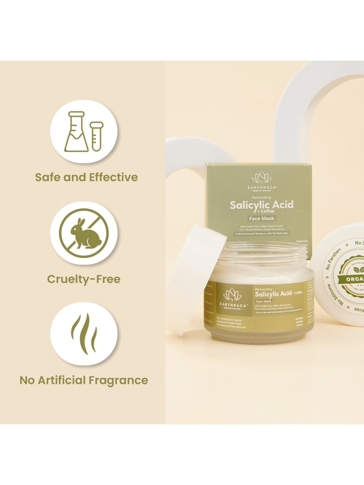 Earthraga Rejuvenating Salicylic Acid + Coffee Face Mask - 100 gm