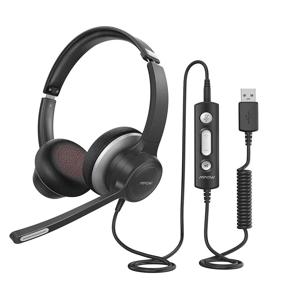 Office Headset Lightweight 3.5mm USB Computer Headset Noise Reduction Headphone for Call Center Skype PC Cellphone