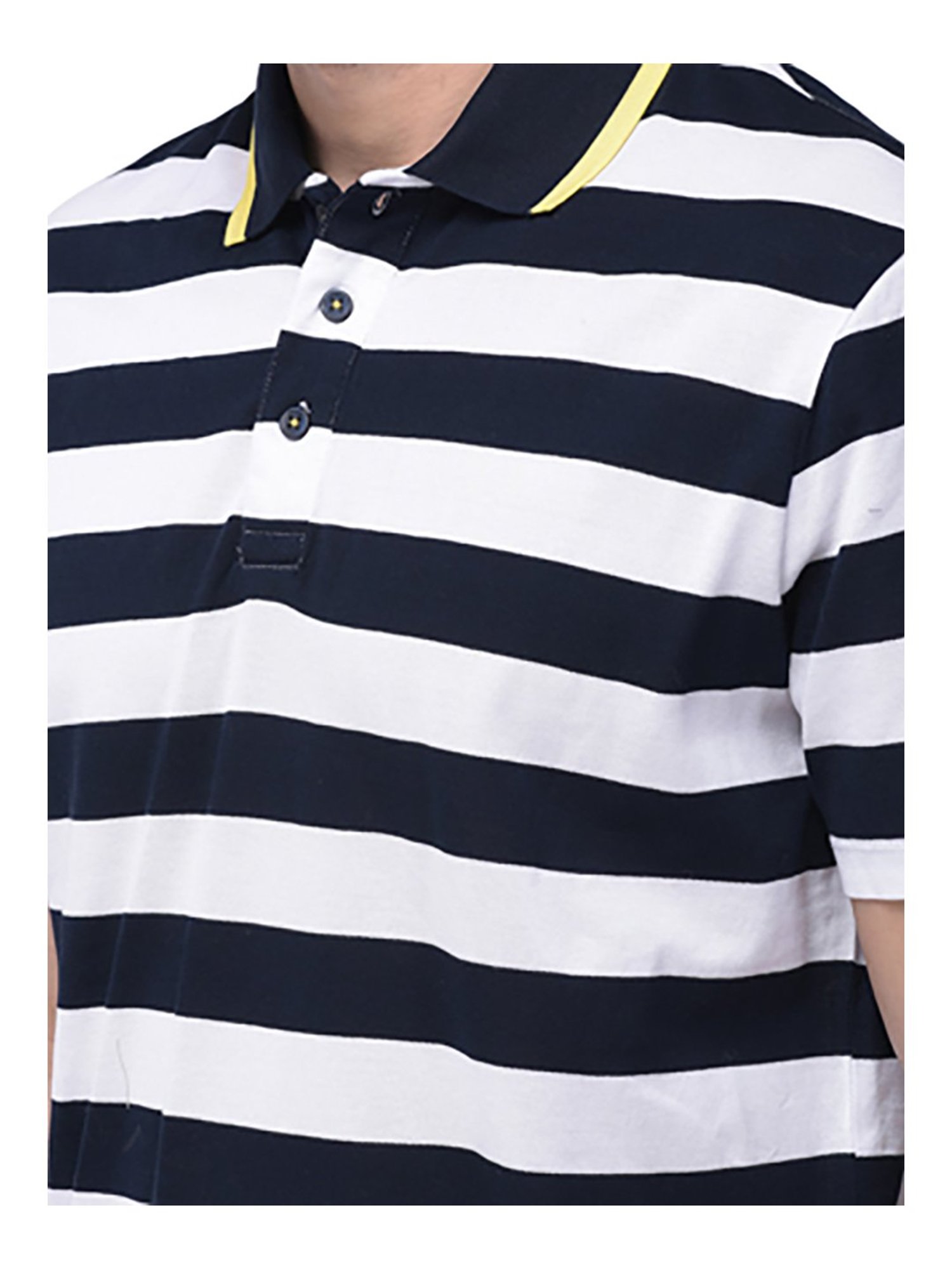 Woods Navy & White Striped Polo T-Shirt