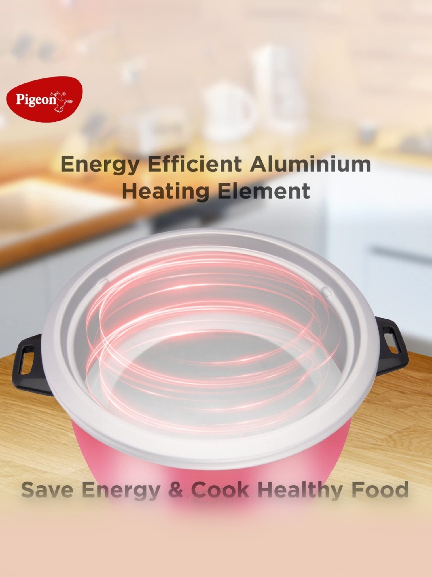 Pigeon Rice Cooker 700W, 1.8L with Single pot & Measuring Cup (Red)