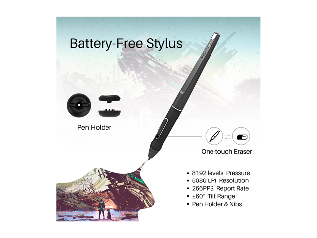 Huion Pro 16 Drawing Tablets with Screen 15.6 Inch Pen Display Graphic Monitor, Battery-Free Pen with 8192 Levels Pressure, 1 Touch Bar and 6 Express Keys(No Stand)