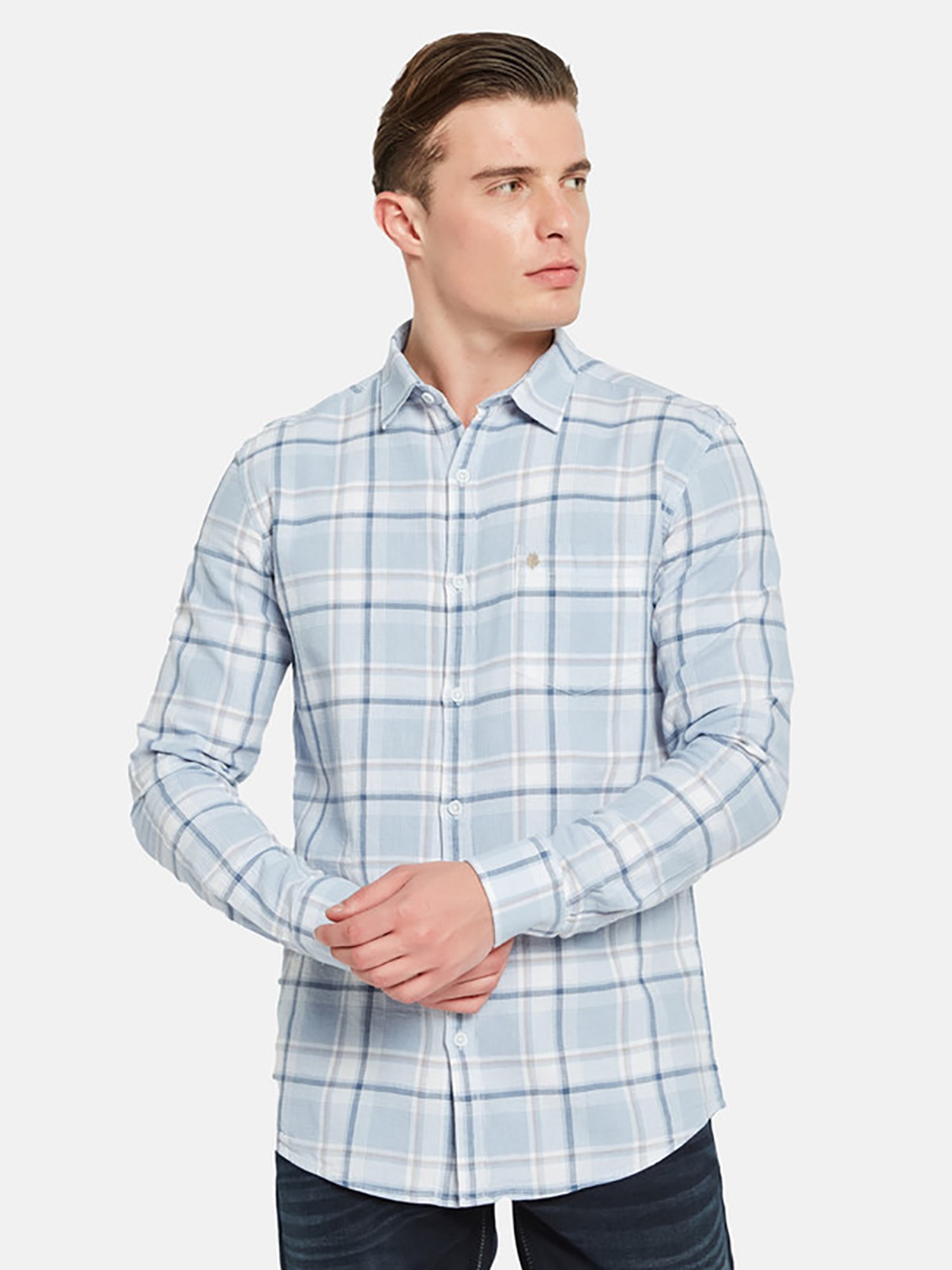 METTLE Blue Regular Fit Check Shirt