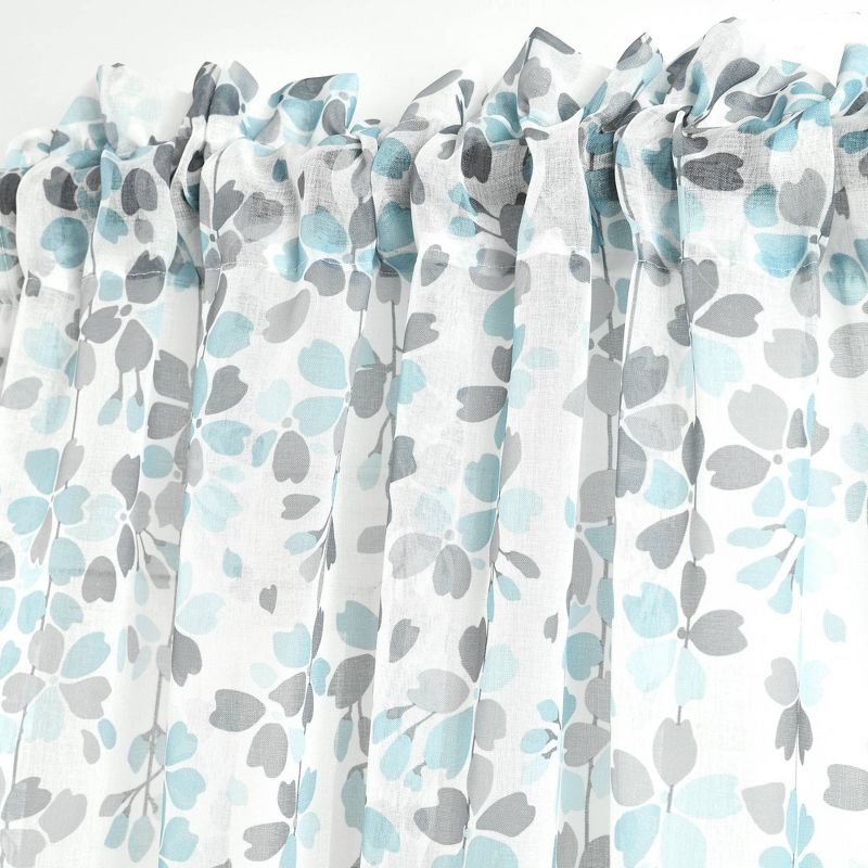 Set of 2 (84"x38") Weeping Flower Sheer Window Curtain Panels Blue/Gray - Lush Décor