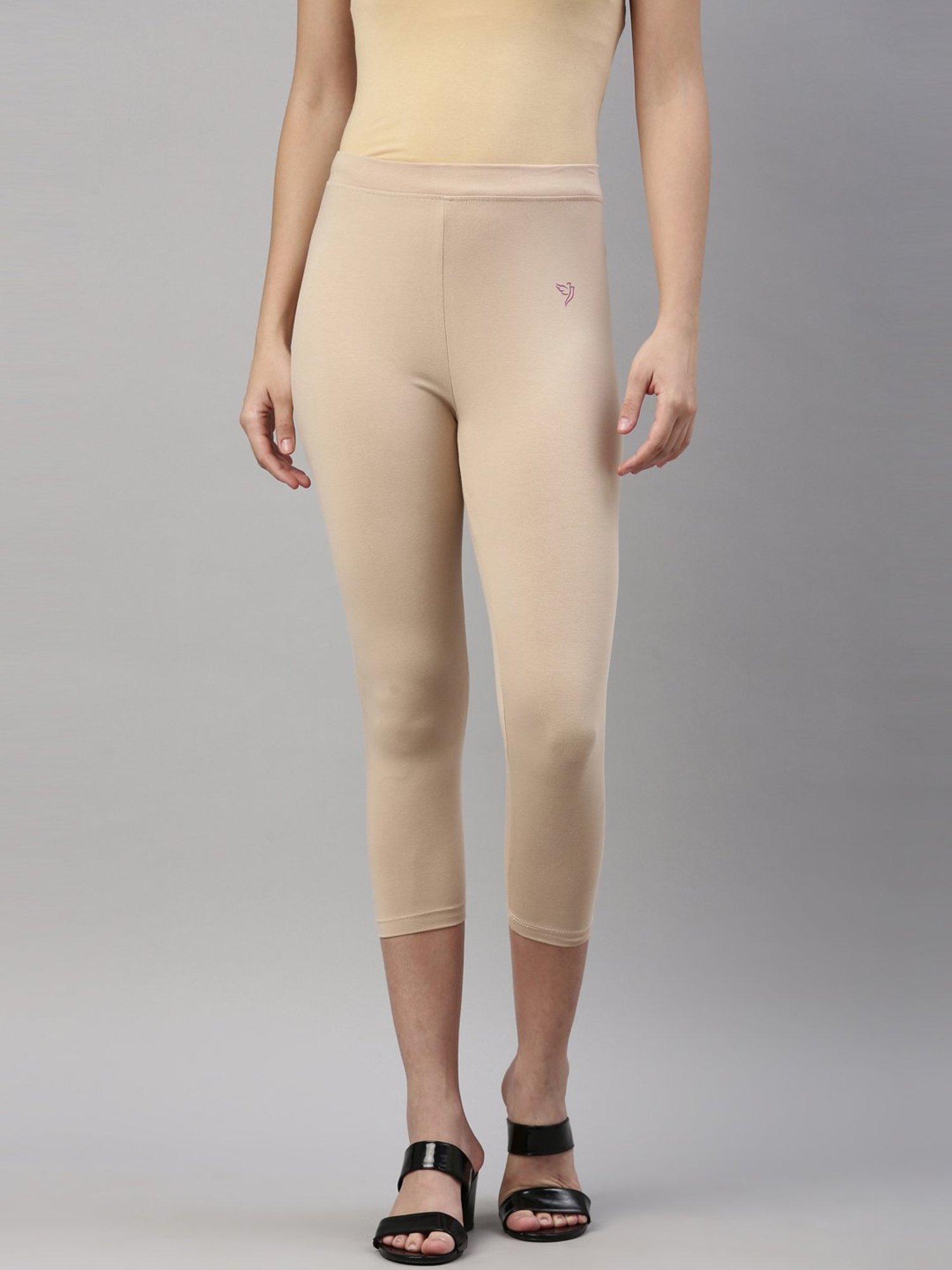 TWIN BIRDS Beige Cotton Capris