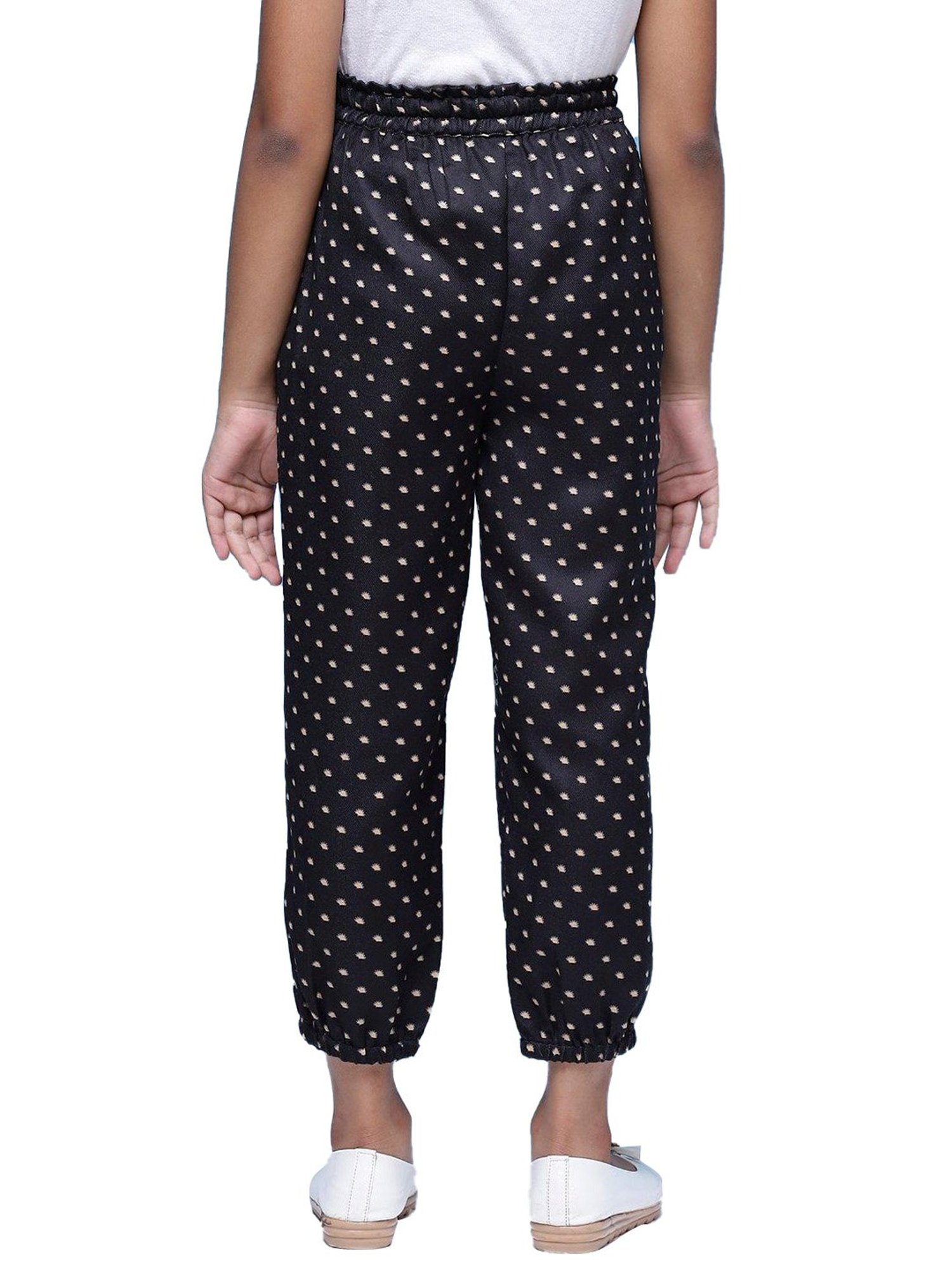 BIBA Girls Black Printed Pants