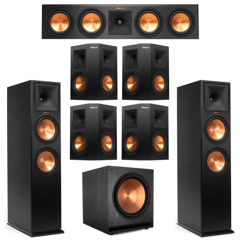 Klipsch 7.1 Ebony System with 2 RP-280F, 1 RP-450C, 4 RP-250S, 1 SPL-150 Sub