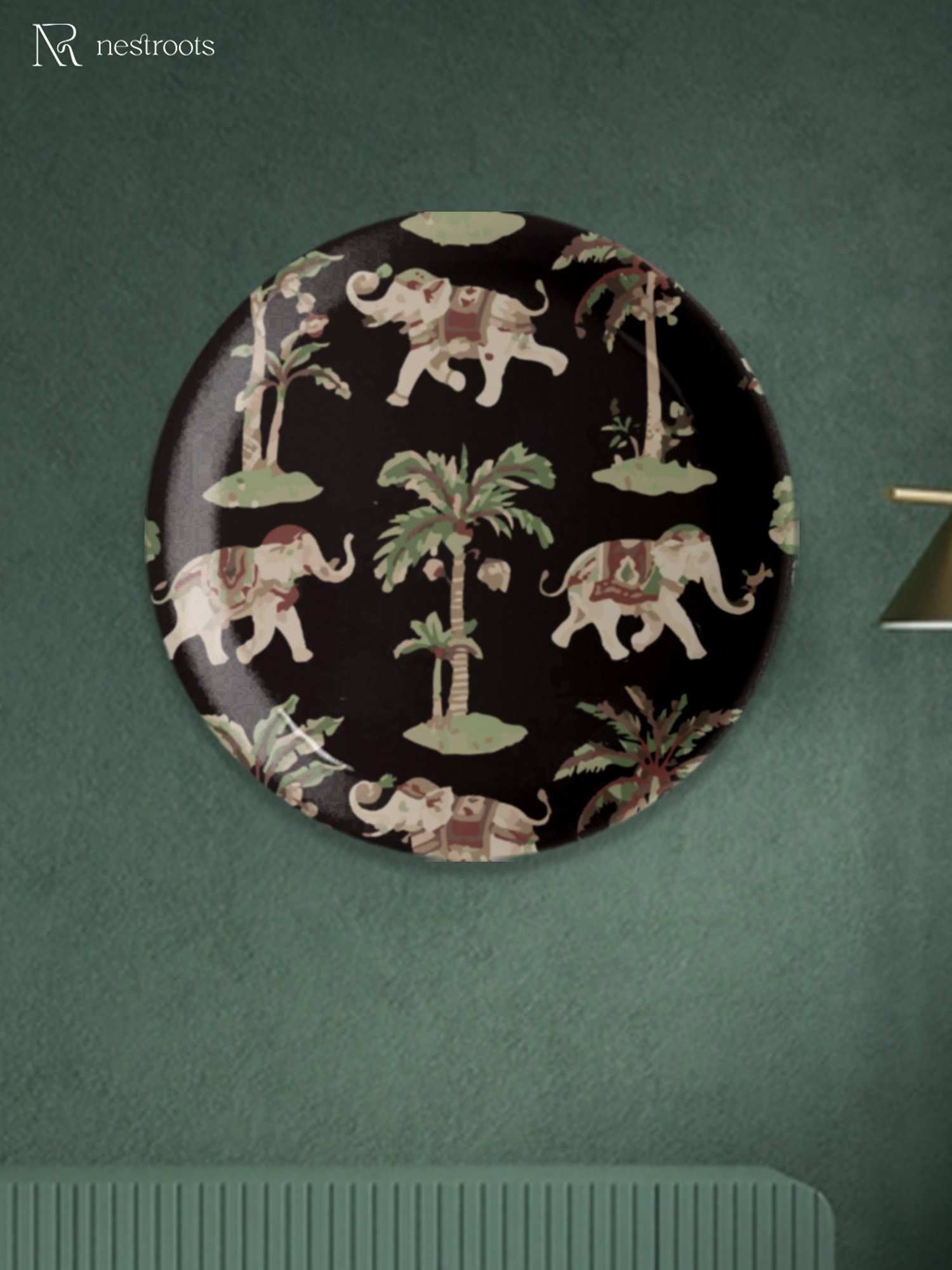 Nestroots Rajasthani Traditional Print Multicolor Porcelain Wall Plate