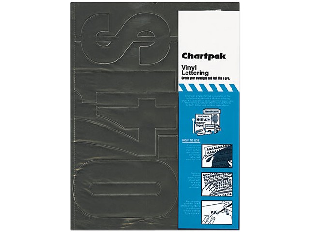 Chartpak 01198 Press-On Vinyl Numbers, Self Adhesive, Black, 6"h, 21/Pack