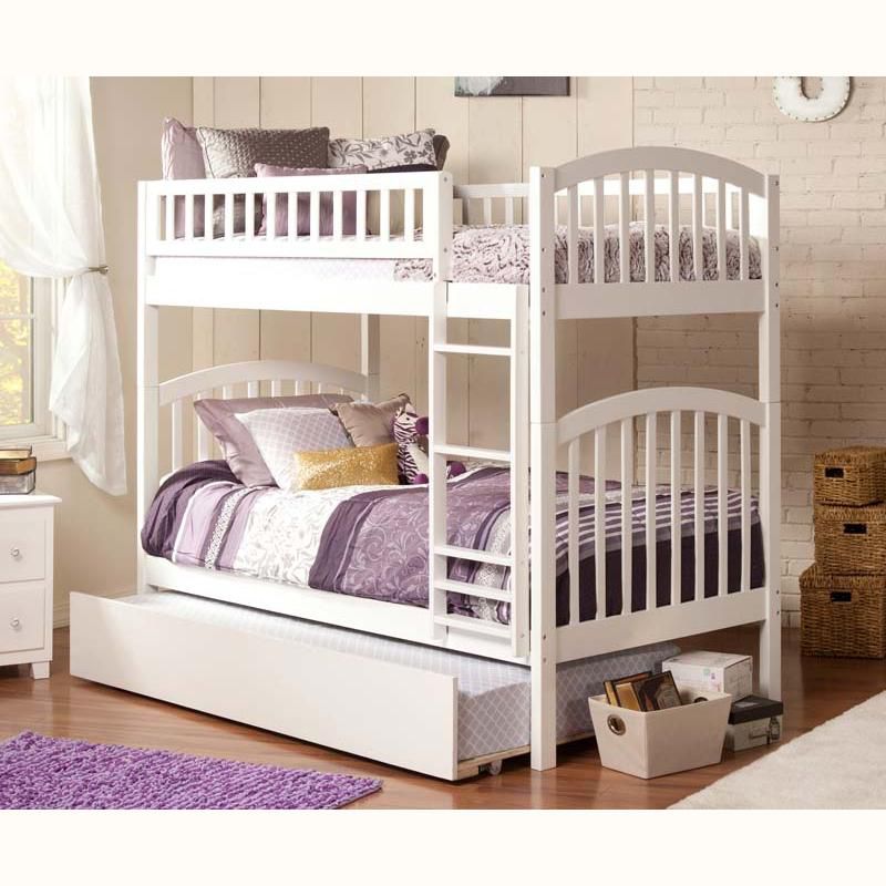 Richland Bunk  Twin over Twin w/ Raised Panel Trundle  Antique Walnut - Atlantic Frame