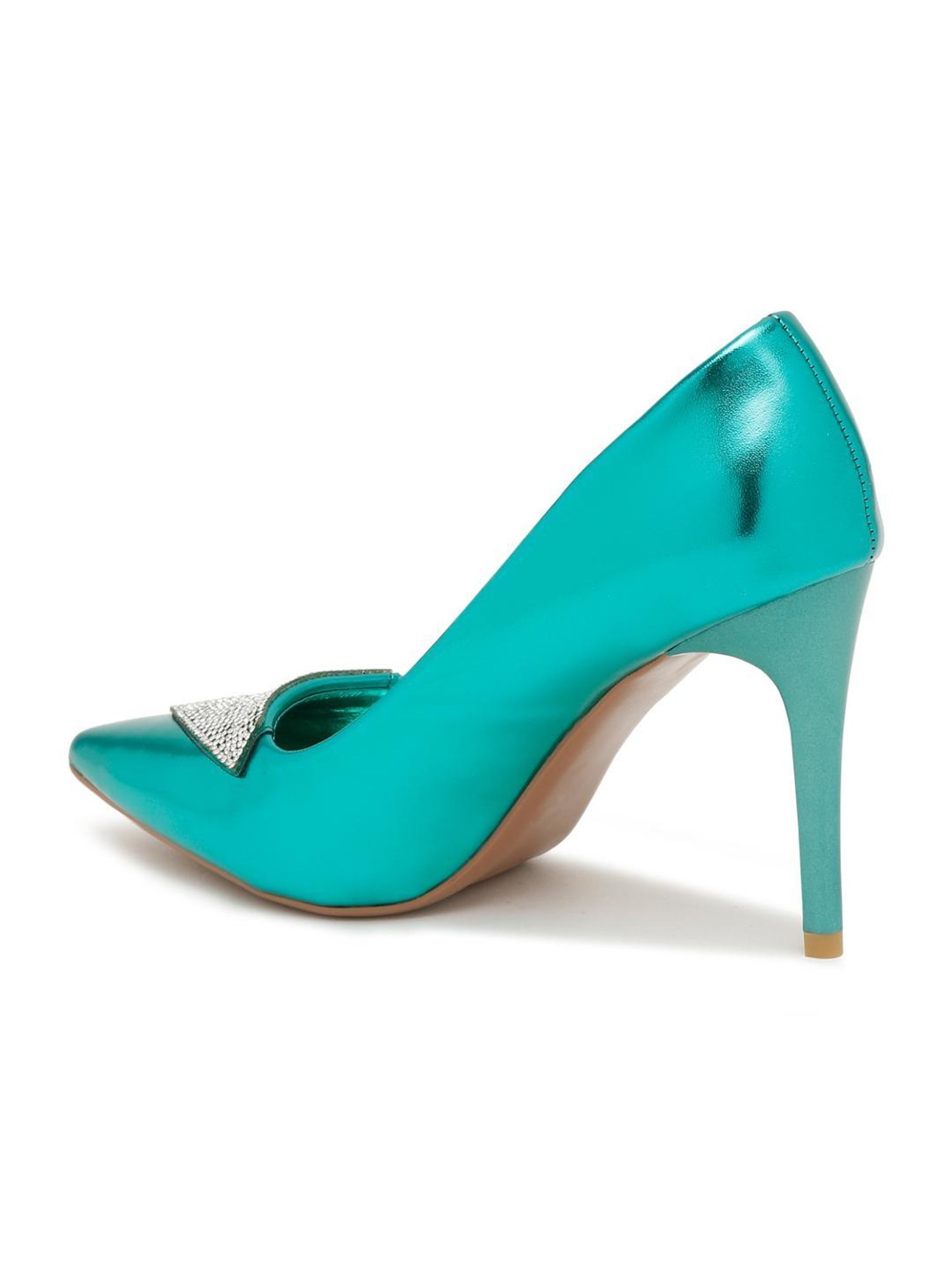 Flat N Heels Women's Green Stiletto Pumps