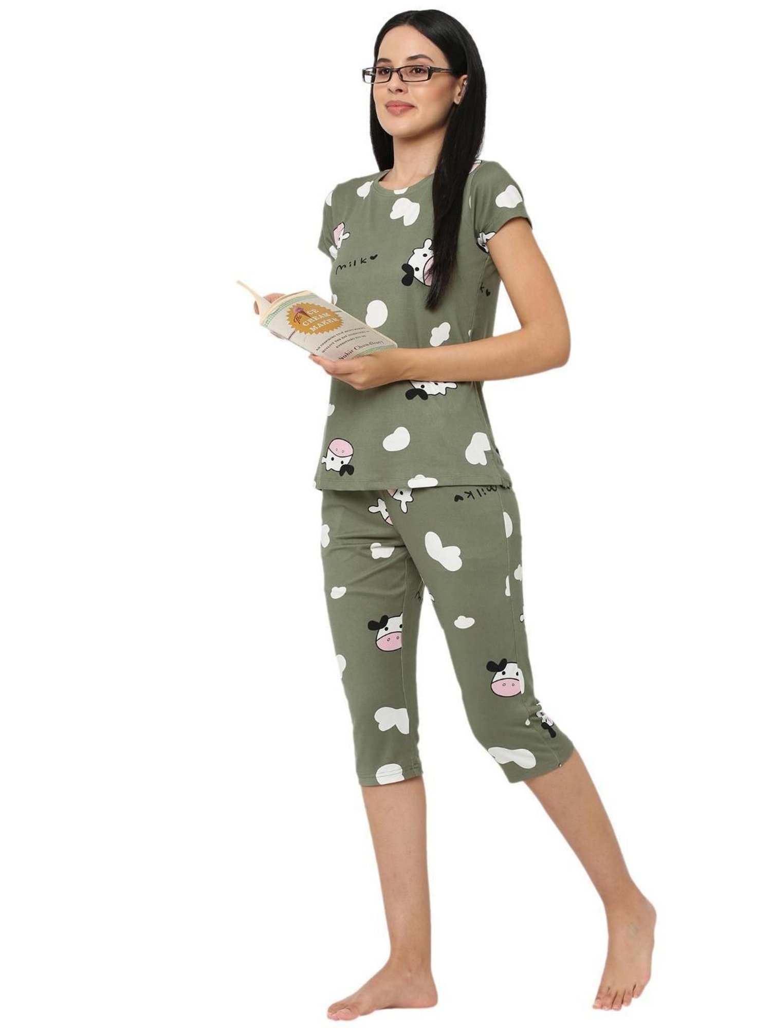 Sweet Dreams Olive Printed Capri Set