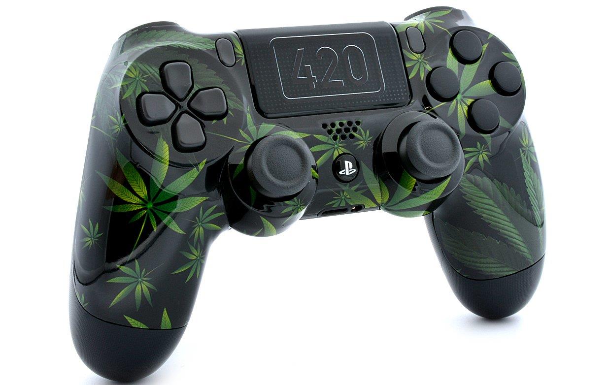 "420 Black" Ps4 PRO Custom UN-MODDED Controller Exclusive Unique Design with Custom Touchpad CUH-ZCT2