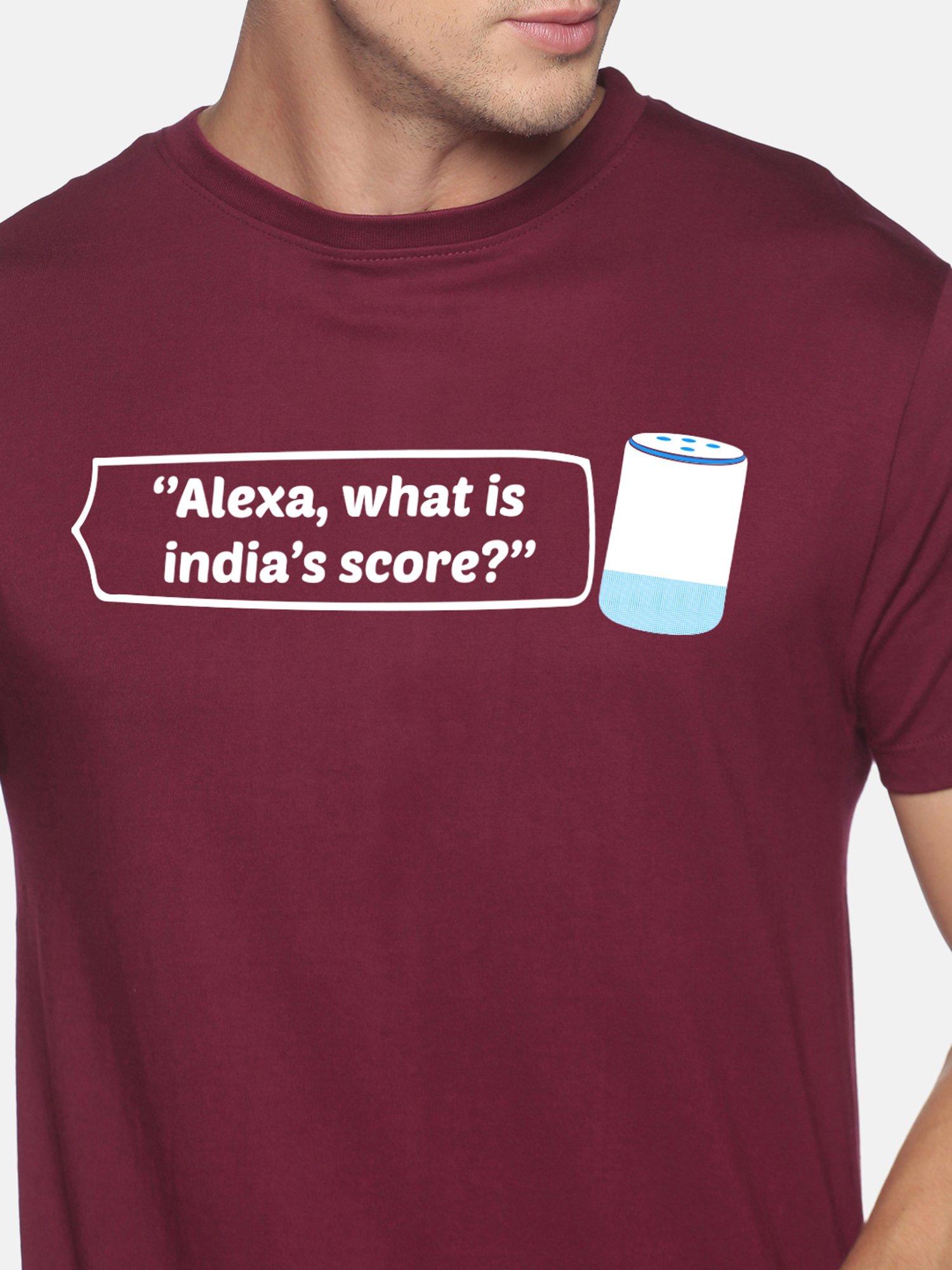 BLACK RADIO Maroon Slim Fit Printed Crew T-Shirt