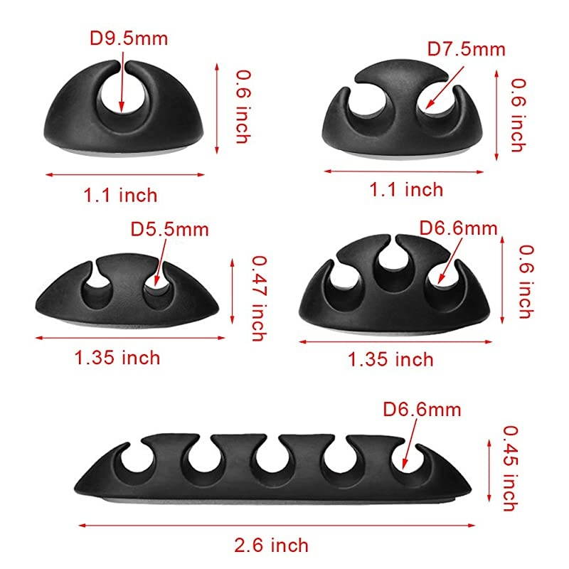20 Pieces Cable Clips Black Cable Holder Cord Organizer Wire Holder for Cable Wire and Cord Management System