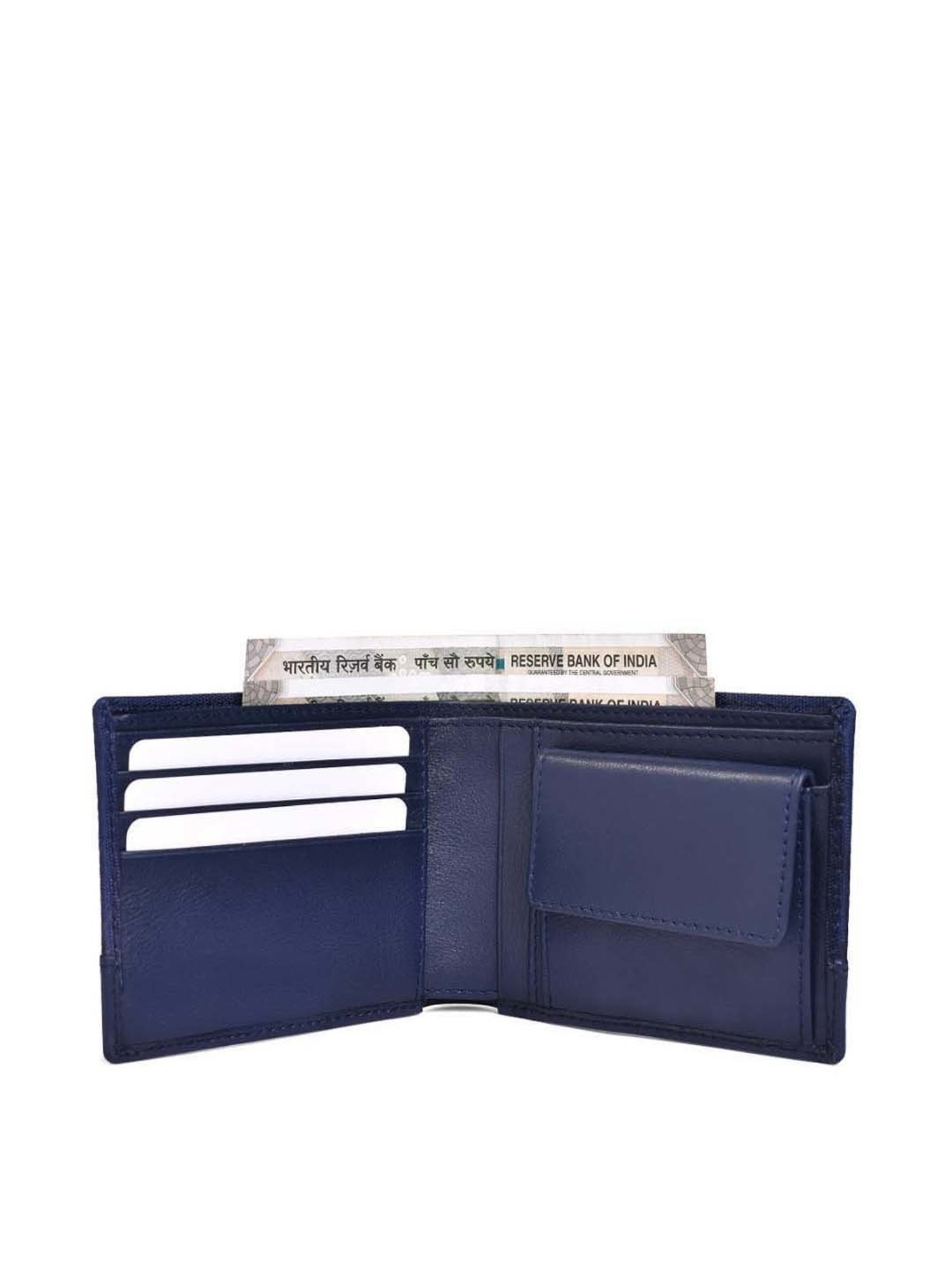 BELWABA Navy Casual Leather Bi-Fold Wallet for Men
