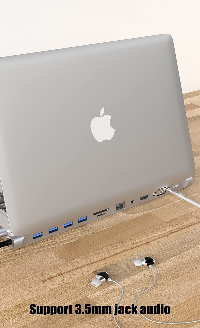 Rome Care USB C Docking Station, 11 in 1 Type C Hub with 4K HDMI Ports, RJ45 Ethernet, 4 USB 3.0 Ports, SD/TF Cards Reader, PD USB-C Charging Port, Audio/Mic, for Mac OS and Windows